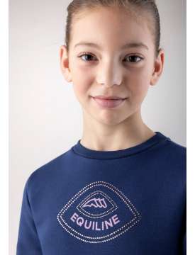 FELPA GIROCOLLO JUNIOR EQUILINE NAVY PEONY CON STRASS ROSA-30659