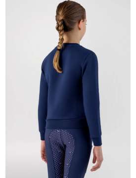 FELPA GIROCOLLO JUNIOR EQUILINE NAVY PEONY CON STRASS ROSA-30660