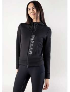 FELPA DONNA NERA EQUILINE CON ZIP E CAPPUCCIO-30662