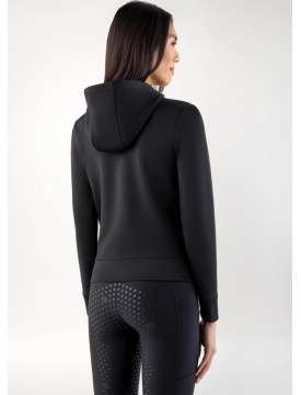 FELPA DONNA NERA EQUILINE CON ZIP E CAPPUCCIO-30665