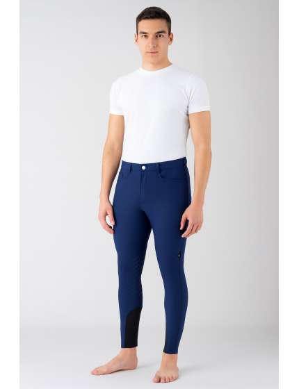 PANTALONE UOMO EQUILINE NAVY PEONY CON GRIP AL GINOCCHIO E TASCA LATERALE