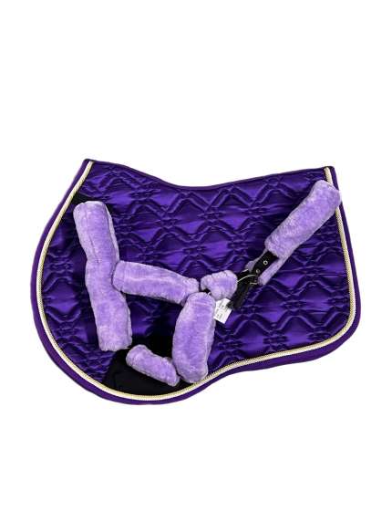 COMPLETO SOTTOSELLA E CAVEZZA PELUCHE VIOLA