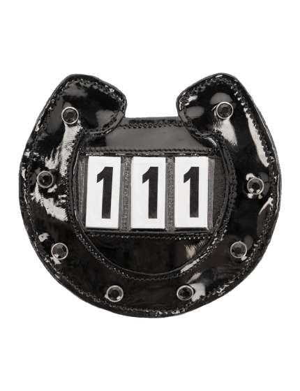 PORTA NUMERO DA GARA QHP IN VERNICE NERA CON STRASS - SET DA 3 CIFRE