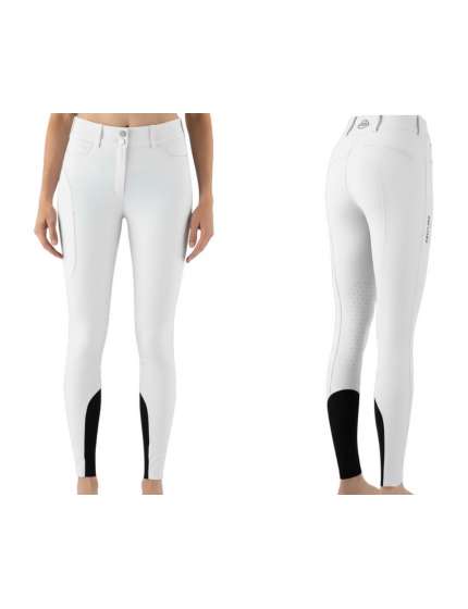 PANTALONI DONNA EQUILINE CUSMAKH GRIP GINOCCHIO BIANCO