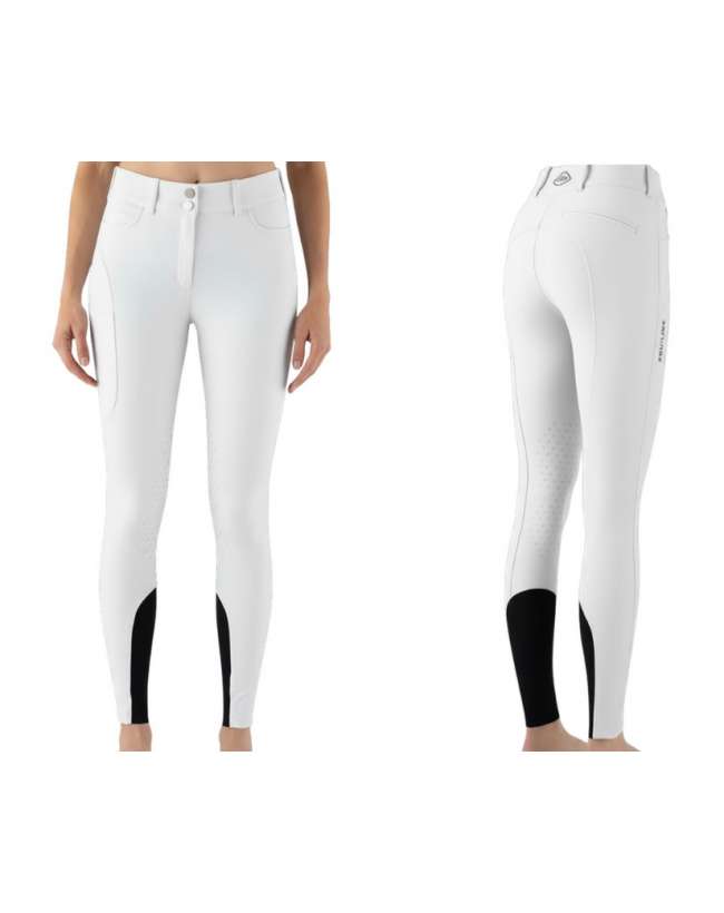 PANTALONI DONNA EQUILINE CUSMAKH GRIP GINOCCHIO BIANCO