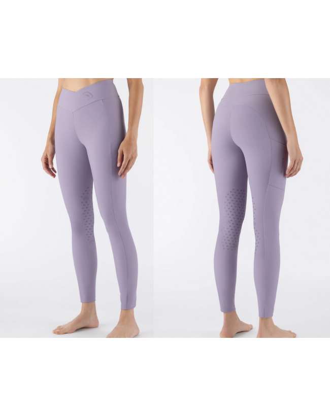 LEGGINGS EQUILINE DONNA GALAKH KNEE GRIP LILLA CON DETTAGLI STRASS