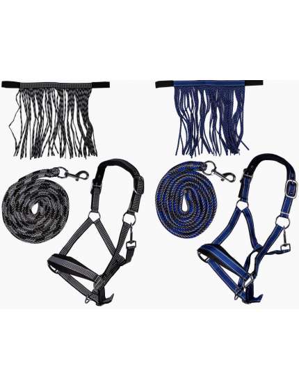 SET HKM SPORTS ANTI-MOSCHE CAVEZZA IMBOTTITA, LUNGHINA E FRANGIA COORDINATA