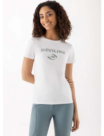 T-SHIRT DONNA EQUILINE CALOP A MANICA CORTA BIANCO