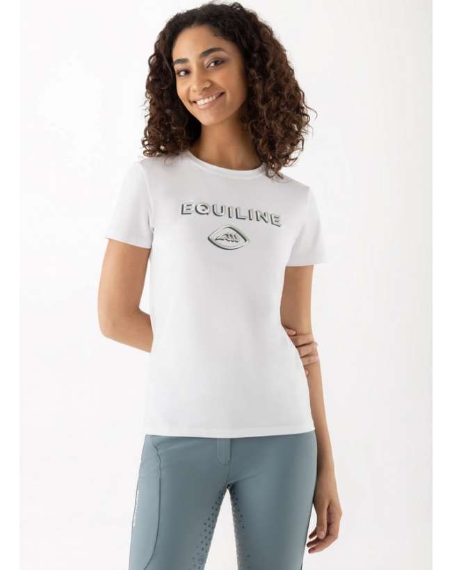 T-SHIRT DONNA EQUILINE CALOP A MANICA CORTA BIANCO