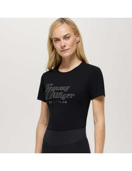 T-SHIRT DONNA TOMMY HILFIGER MALIBU RHINESTONE - NERO