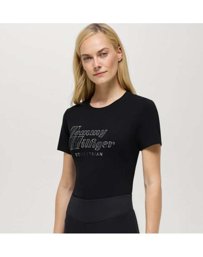 T-SHIRT DONNA TOMMY HILFIGER MALIBU RHINESTONE - NERO