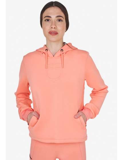 FELPA DONNA EQUESTRO CON CAPPUCCIO CORALLO