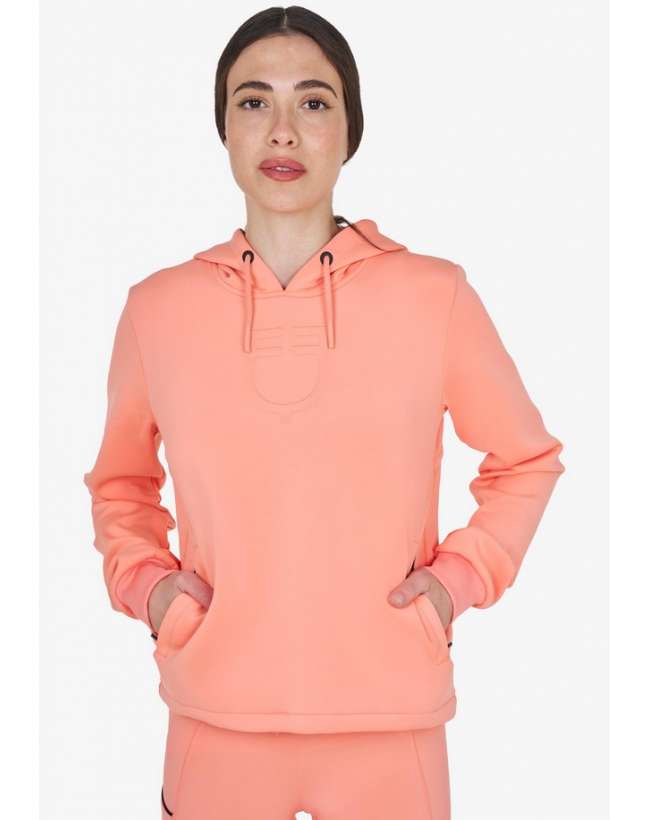 FELPA DONNA EQUESTRO CON CAPPUCCIO CORALLO