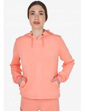 FELPA DONNA EQUESTRO CON CAPPUCCIO CORALLO-31310