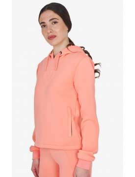 FELPA DONNA EQUESTRO CON CAPPUCCIO CORALLO-31312