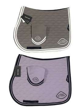 SET EQUILINE CUD SOTTOSELLA E CUFFIA IN MICROFIBRA GRIGIO E GLICINE-31326
