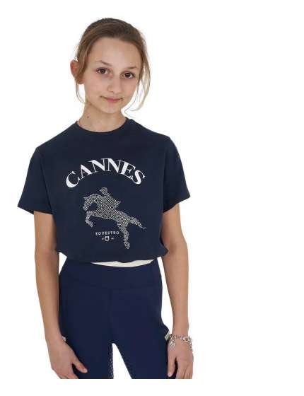 T-SHIRT EQUESTRO BAMBINA CANNES COTONE E STRASS