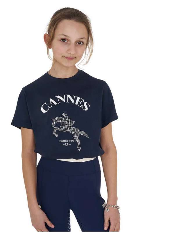 T-SHIRT EQUESTRO BAMBINA CANNES IN COTONE CON STRASS