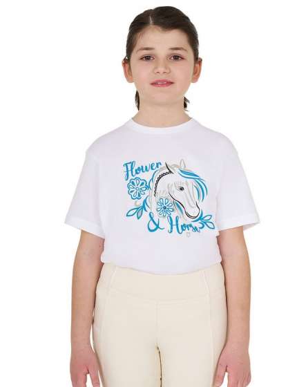 T-SHIRT EQUESTRO BAMBINA FLOWER HORSE