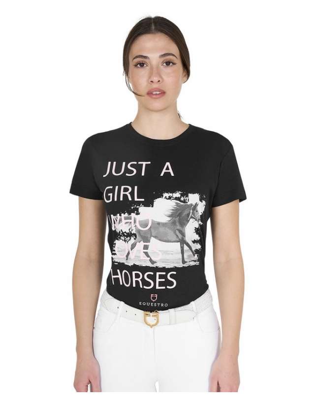 T-SHIRT EQUESTRO DONNA COTONE HORSE LOVER