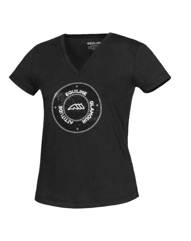 T-SHIRT EQUILINE DONNA COTONE ELASTICIZZATO E BRILLANTINI