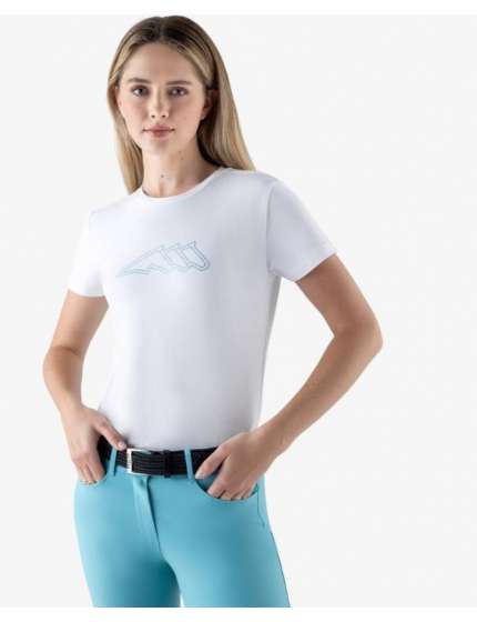 T-SHIRT EQUILINE GOSBIG DONNA COTONE ELASTICIZZATO E BRILLANTINI