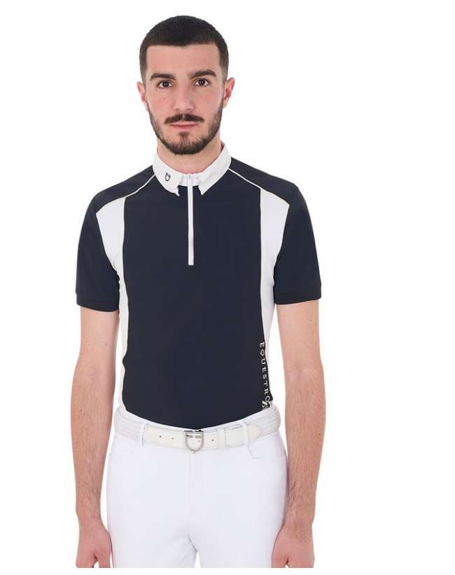 polo equestro uomo tessuto tecnico bicolore