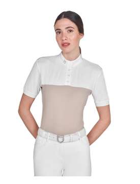 POLO EQUESTRO DONNA MANICA CORTA TESSUTO TECNICO E MASH-31555