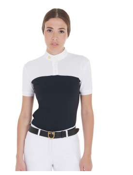 POLO EQUESTRO DONNA MANICA CORTA TESSUTO TECNICO E MASH-31557