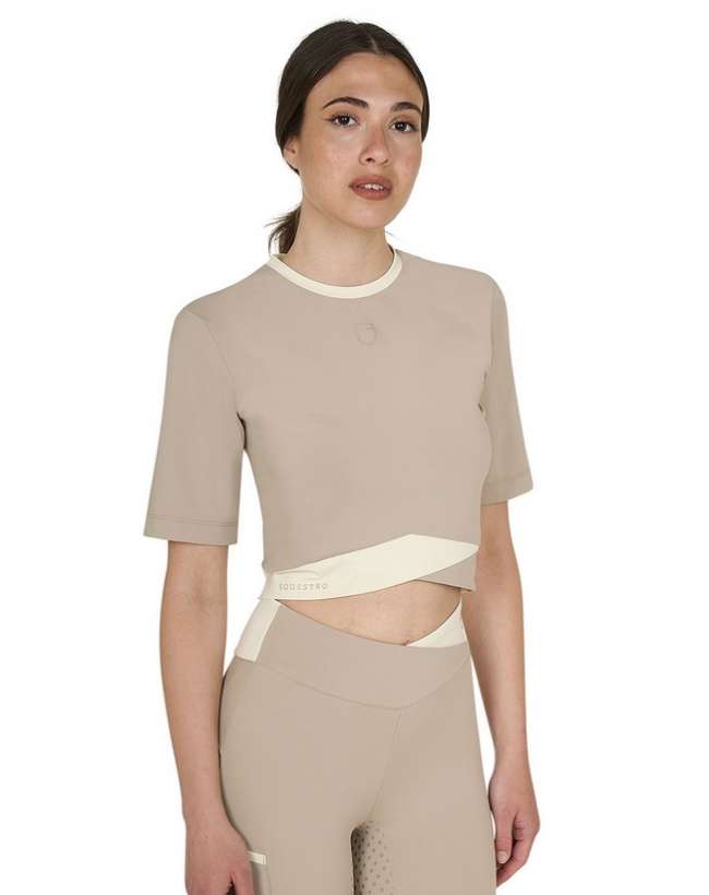 T-SHIRT CROP DONNA EQUESTRO TESSUTO TECNICO