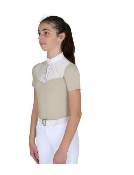 POLO CONCORSO EQUESTRO BAMBINA INSERTI SIMIL SETA
