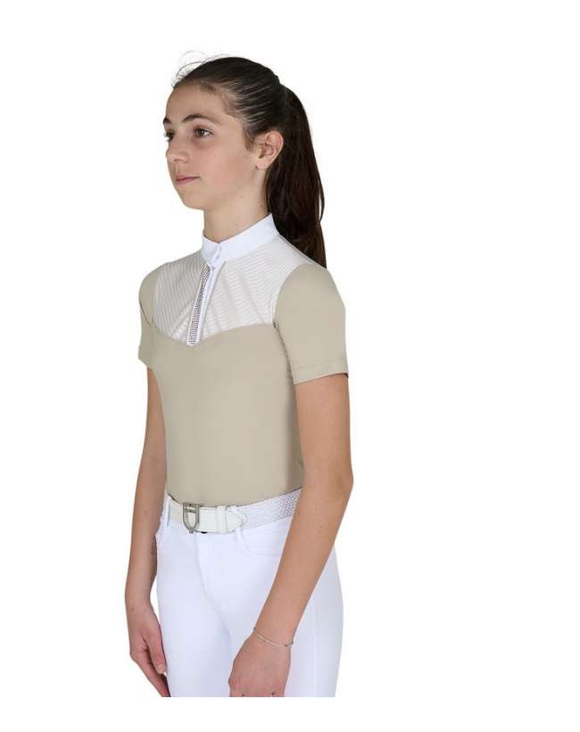 POLO CONCORSO EQUESTRO BAMBINA INSERTI SIMIL SETA