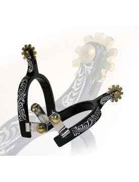 SPERONI WESTERN IN ALLUMINIO ANODIZZATO CON DECORI-7561