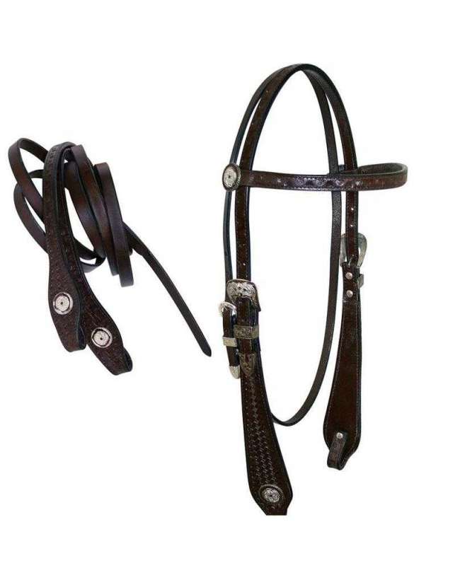 TESTIERA WESTERN CUOIO CON REDINI