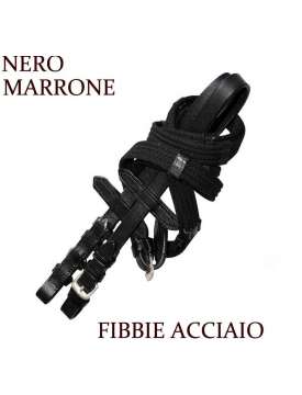 REDINI IN CUOIO E TELA CON FIBBIE INOX PER EQUITAZIONE-7979
